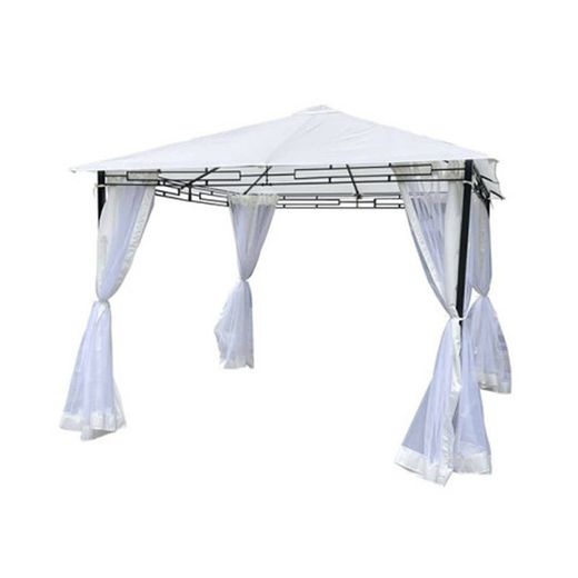 Gazebo en acier avec rideaux