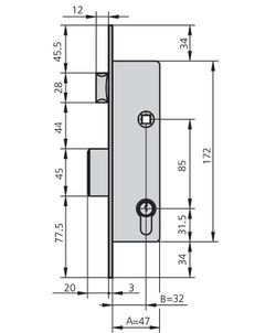 Cerradura Embutir Met Hn 20 MM