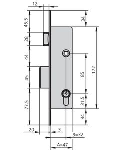 Cerradura Embutir Met Hn 32 MM