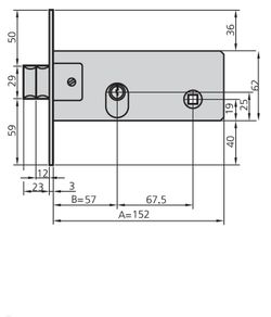 Cerradura Embutir Met Hn Oval 57 MM