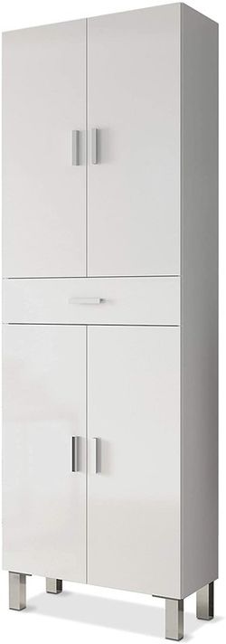 Columna baño 4 puertas y 1 cajón ARUBA blanco brillo de Forés