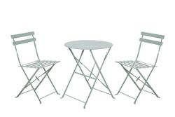 Set van tafel en twee stoelen in staal C2-0246