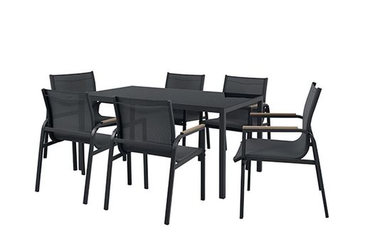 Conjunto jardin mesa y sillas acero Guinea