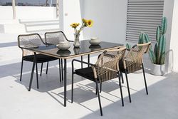 Conjunto mesa y sillas para jardin en acero y rattan Argelia PG0819