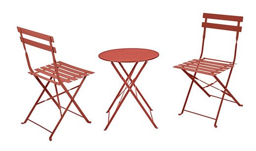 Set für Garten oder Faltterrasse aus Stahl in der Farbe Terrakotta TABLPL113