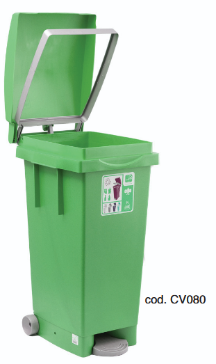 Contenedor de residuos movil de 80 litros con ruedas y pedal