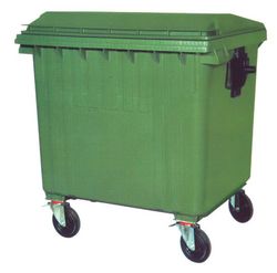 Contenedor plástico con ruedas verde 1000L