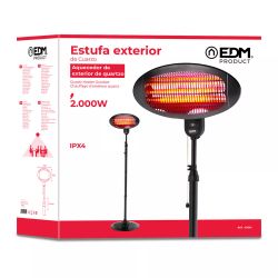 Estufa de cuarzo de exterior 2000W pared y pie