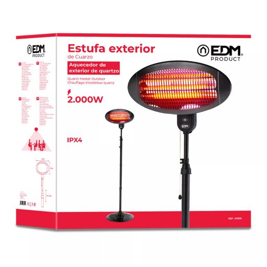 Estufa de cuarzo de exterior 2000W pared y pie
