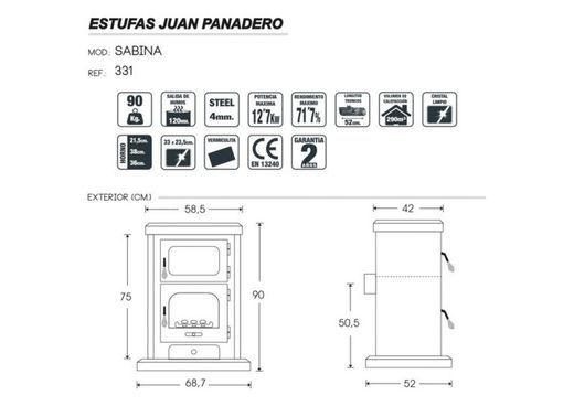 Estufa de leña con horno Sabina de J. Panadero