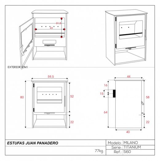 Estufa de leña MILANO de J. Panadero