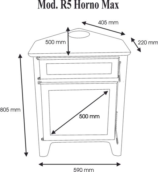 Estufa de leña rincón R5 Horno de J. Panadero