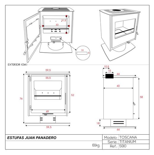 Estufa de leña TOSCANA de J. Panadero