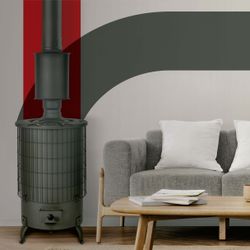 Geschilderde zwarte gemengde houtkachel verticale uitlaat nº 4 door theca