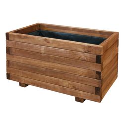 Rechthoekige plantenbak in gebeitst hout 80x40x35 cm van nortene