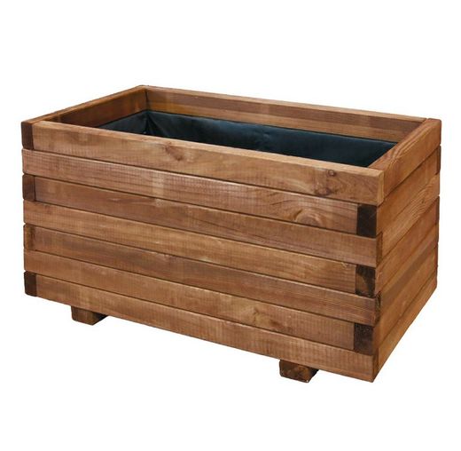 Rechthoekige plantenbak in gebeitst hout 80x40x35 cm van nortene