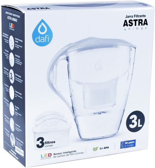 Jarra filtración blanca 3L + 3 filtros DAFI