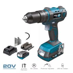Kit de taladro percutor atornillador de 20 V de Koma Tools