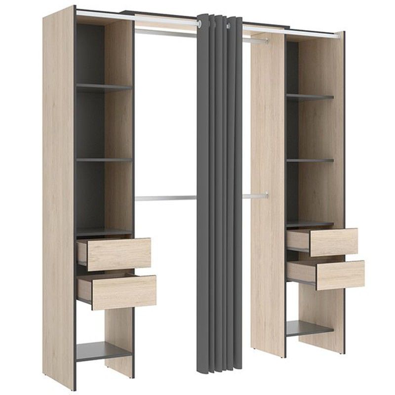 Kit dressing avec rideau naturel / graphite SUIT — Bricowork