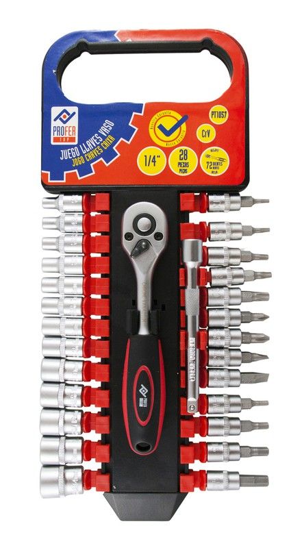 Clé à douille 28 pièces + cliquet 1/4''