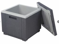 Rattan Beistelltisch Kühlschrank in Ice Cube