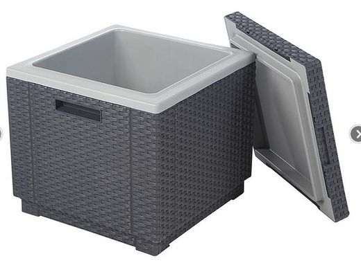 Rattan Beistelltisch Kühlschrank in Ice Cube