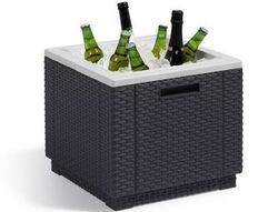 Rattan Beistelltisch Kühlschrank in Ice Cube