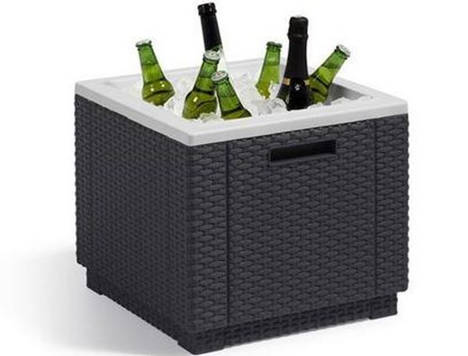 Rattan Beistelltisch Kühlschrank in Ice Cube