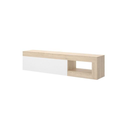 Mueble bajo TV natural / blanco brillo LEBO