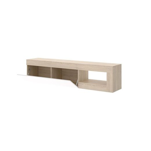 Mueble bajo TV natural / blanco brillo LEBO