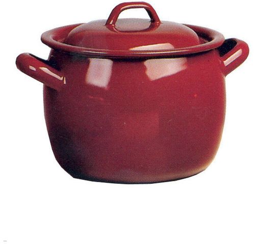 14 CM brauner Emaille-Pufftopf