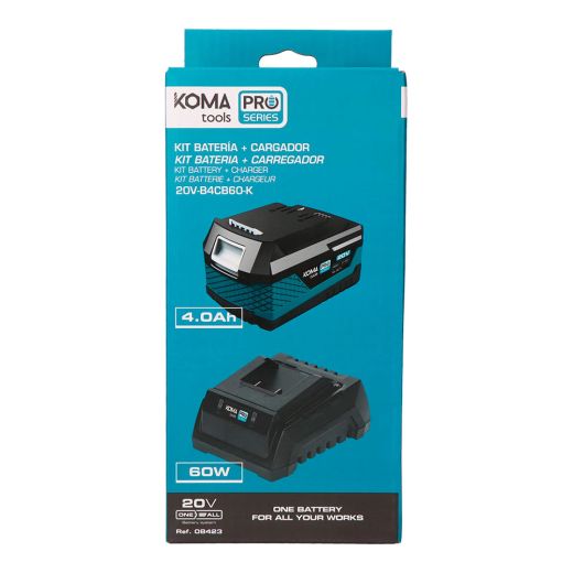 Pack Koma Tools con la batería Li-Ion de 20 V y 4.0 Ah y cargador de 60 W