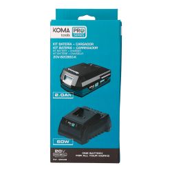 Pack Koma Tools conbatería Li-Ion de 20 V y 2.0 Ah cargador de 60 W