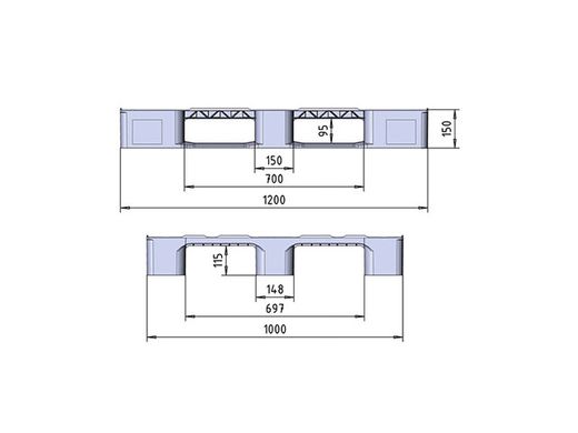 Palette en matière plastique lisse 1200X1000 mm PPLB1210AN