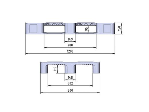 Palet plástico liso 1200X800 mm PPLB1208AN