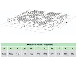 Padded plastic pallet 1200x1000 mm PPER1210NE