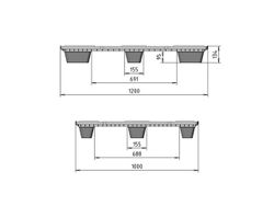 Geroosterde kunststof pallet 1200x1000 mm PPRB1210AN