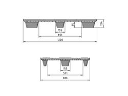 1200x800 mm plastique palette rejado PPER1208NE