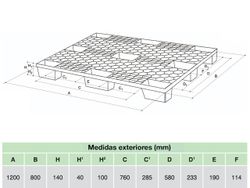 Plastic pallet rejado PPE-1208 NE Plastipol