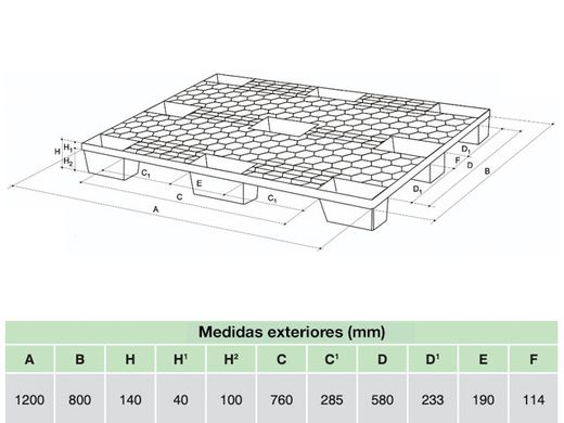 Plastic pallet rejado PPE-1208 NE Plastipol