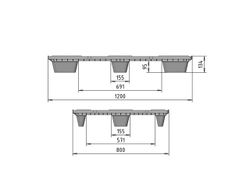 Geroosterde kunststof pallet PPEL-1208 NE Plastipol