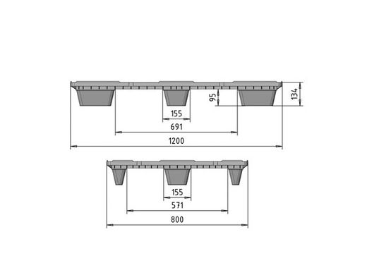 Geroosterde kunststof pallet PPEL-1208 NE Plastipol