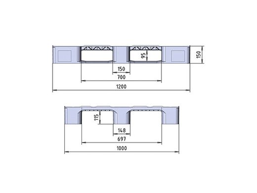 Geroosterde kunststof pallet PPEL-1210 NE Plastipol