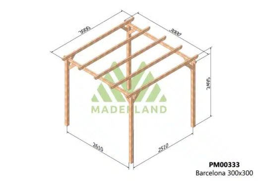 Wooden pergola 300x300 BARCELONA by Maderland