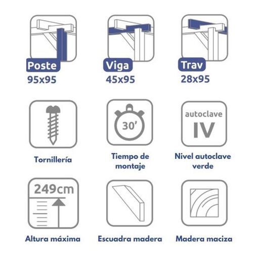 Wooden pergola 300x300 JEREZ from Maderland