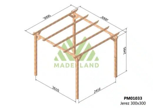 Wooden pergola 300x300 JEREZ from Maderland