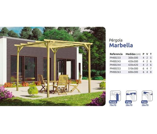 Pérgola de madeira MARBELLA 420x300 por Maderland