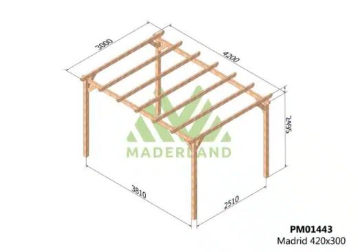 Wooden pergola 420x300 MADRID by Maderland
