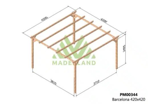 Wooden pergola 420x420 BARCELONA by Maderland