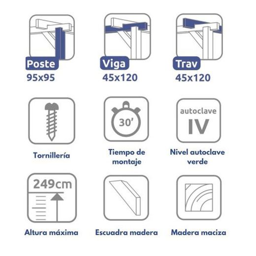 Wooden Pergola 420x420 CAMBADOS by Maderland